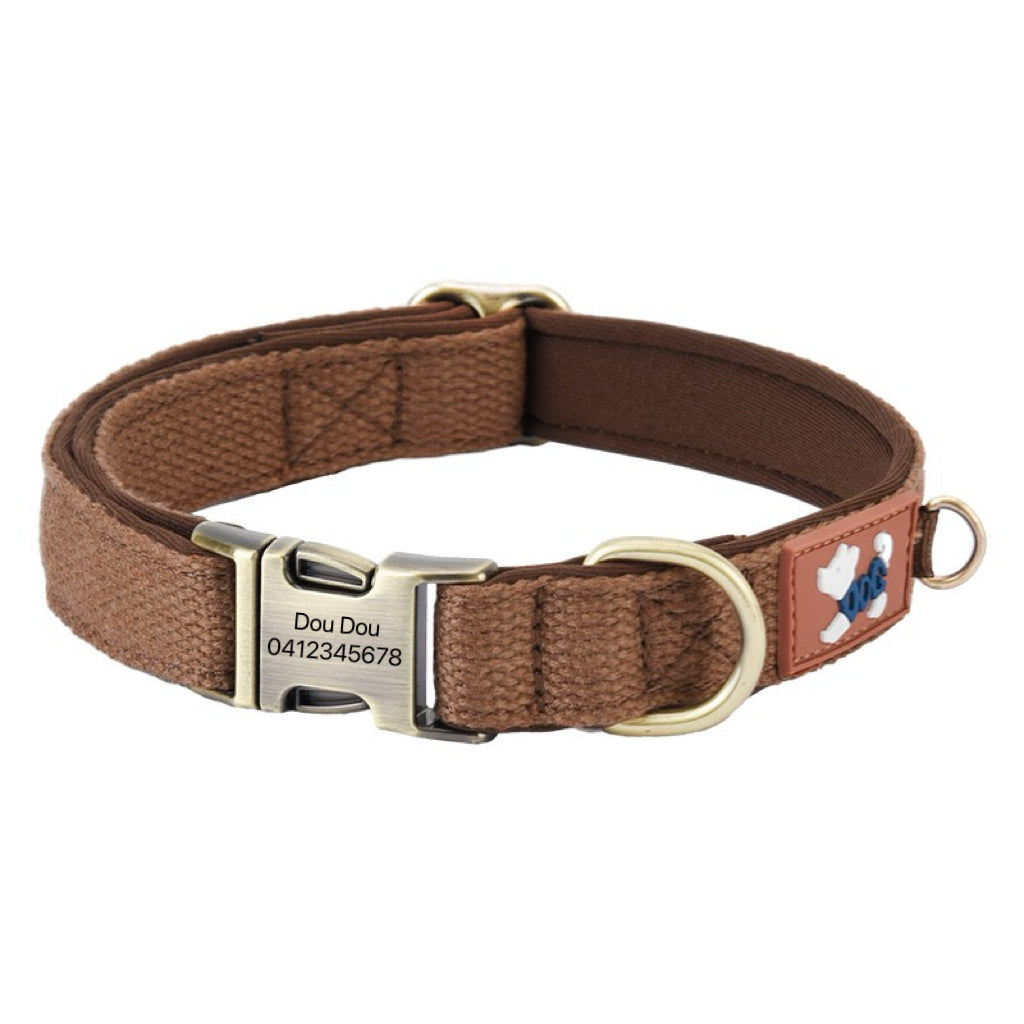 Custom Engraved Canvas Dog Collar – Adjustable with Soft Padding