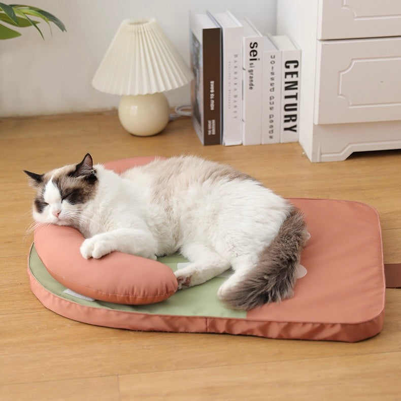 Cooling Ice Cream Shaped Pet Bed – Summer Bed with Detachable Headrest for Dogs & Cats