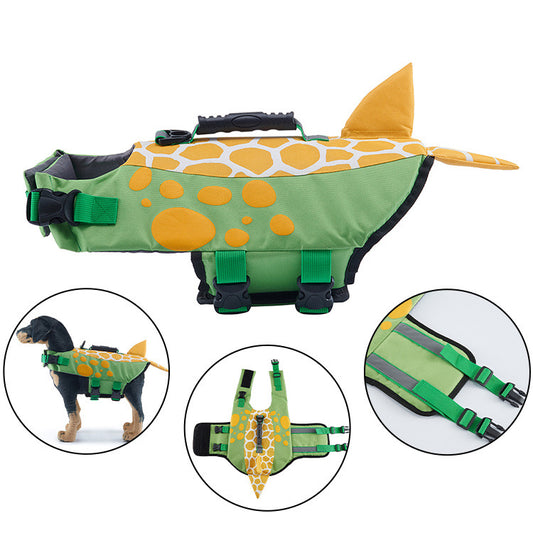 Dog Life Jacket with Safety Handle – Shark & Clownfish Design | Adjustable Pet Swim Vest