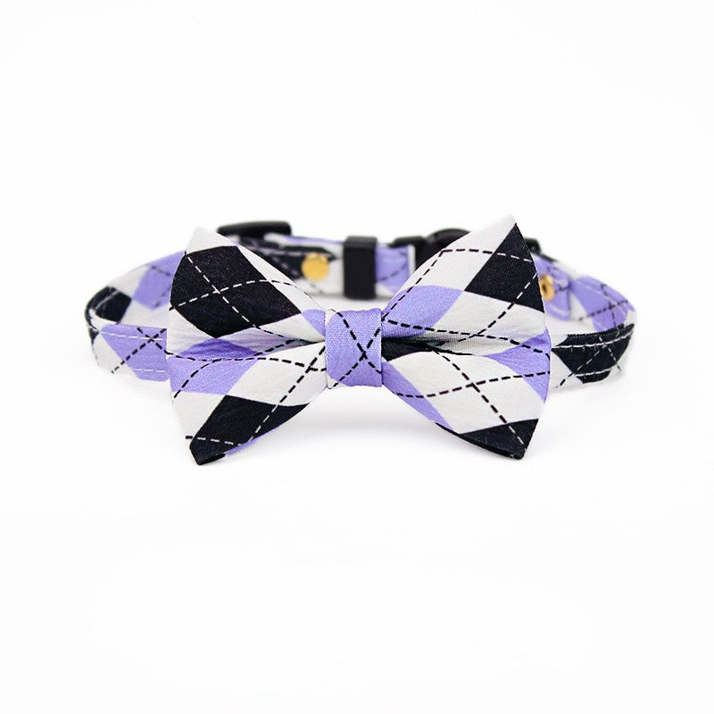 Plaid Bow Tie Cat Collar – Adjustable Breakaway Collar for Stylish Pets