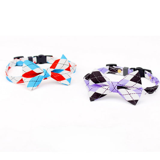 Plaid Bow Tie Cat Collar – Adjustable Breakaway Collar for Stylish Pets