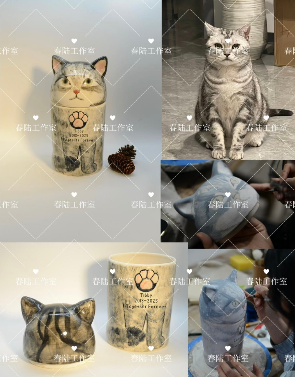 Custom Pet Portrait Ceramic Cremation Urn – Handcrafted Memorial Keepsake - DD PET
