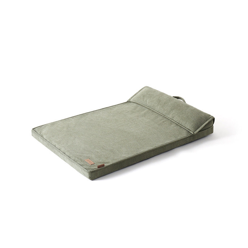 Thick & Soft Canvas Dog Bed with Pillow Support – Washable Cover