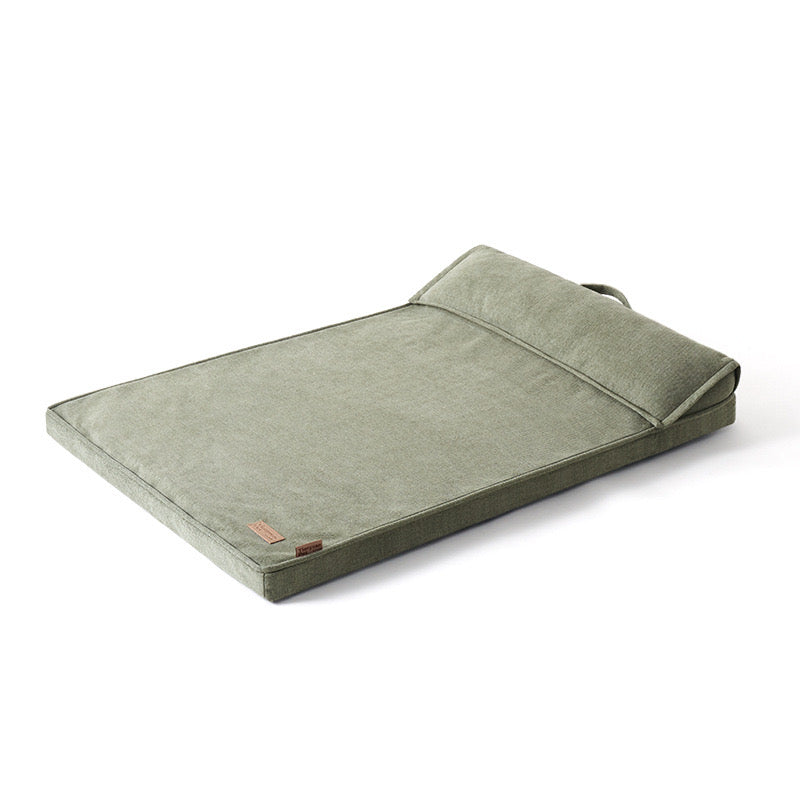 Thick & Soft Canvas Dog Bed with Pillow Support – Washable Cover