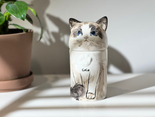 Custom Pet Portrait Ceramic Cremation Urn – Handcrafted Memorial Keepsake - DD PET