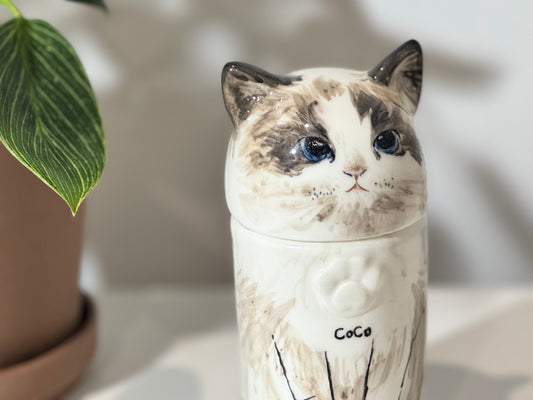 Custom Pet Portrait Ceramic Cremation Urn – Handcrafted Memorial Keepsake - DD PET