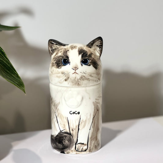 Custom Pet Portrait Ceramic Cremation Urn – Handcrafted Memorial Keepsake - DD PET