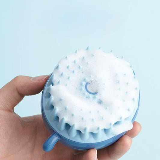 Pet Bath Brush with Shampoo Dispenser – Silicone Dog & Cat Grooming Massage Brush